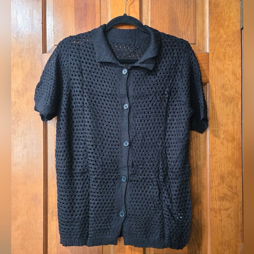 Short sleeve button front cardigan